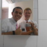 Elder França and me in a bathroom selfie